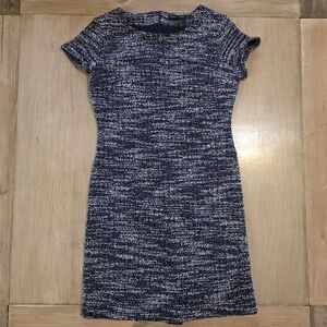 Banana Republic Navy White Tweed Sheath Dress Size NWOT